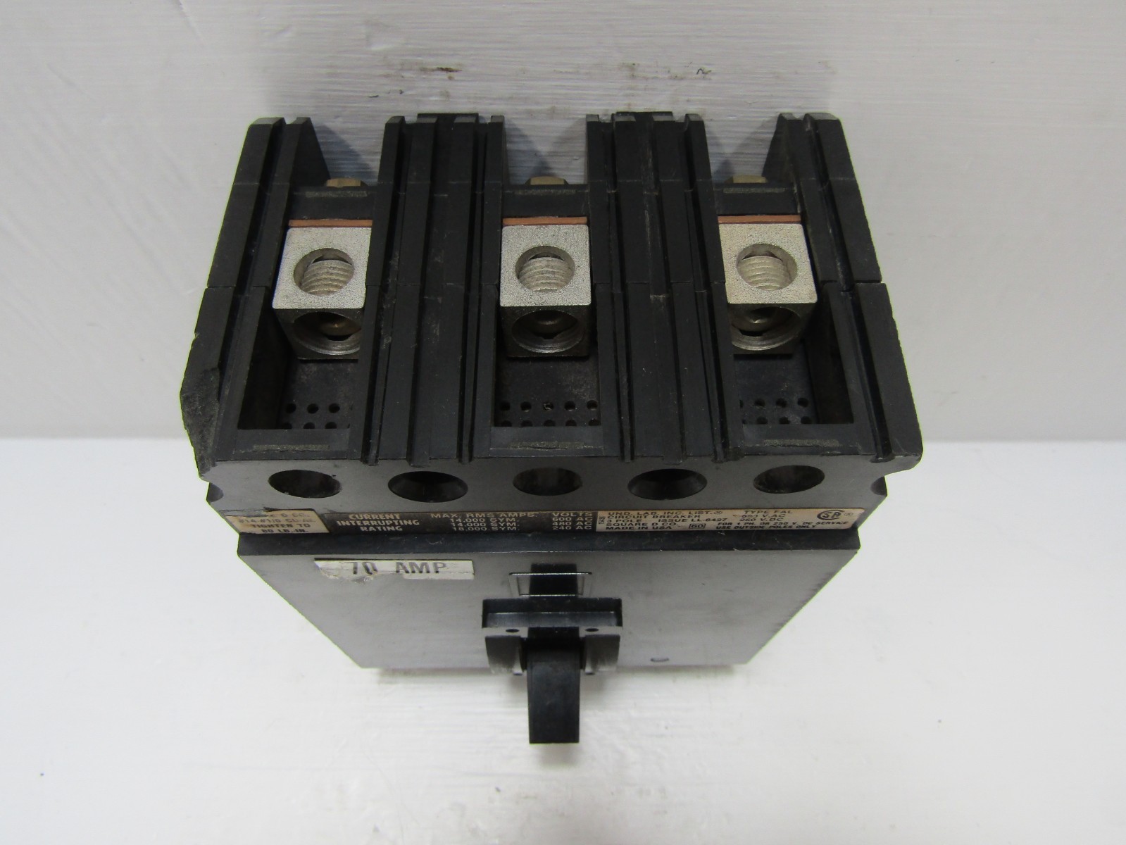 Square D FAL-36070 70 Amp 600V 3-Pole Circuit Breaker 70A 600 VAC Chipped