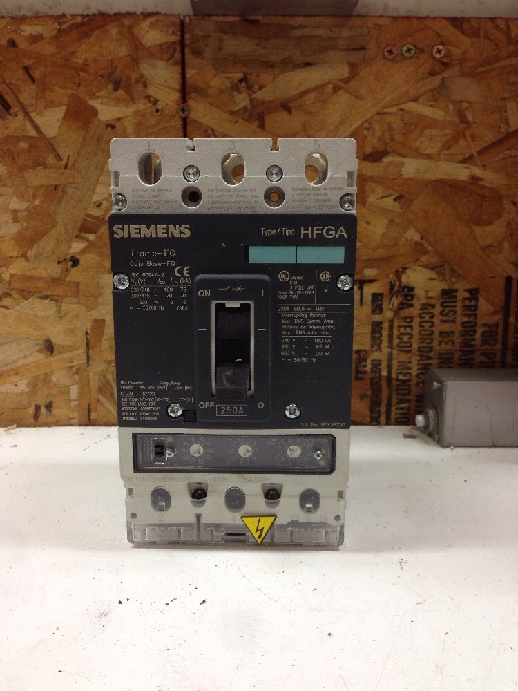 TESTED SIEMENS HFX3P250 3 POLE 600 VOLT 250 AMP LSI 65K USED