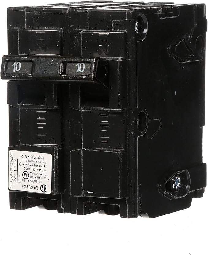 Double Pole Circuit Breaker 10 Amp 240V Type QP Plug-In for Load Centers