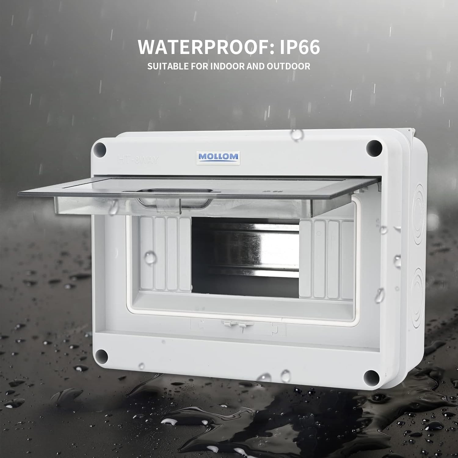 8 Way Circuit Breaker MCB Box Waterproof DIN Rail Indoor Outdoor
