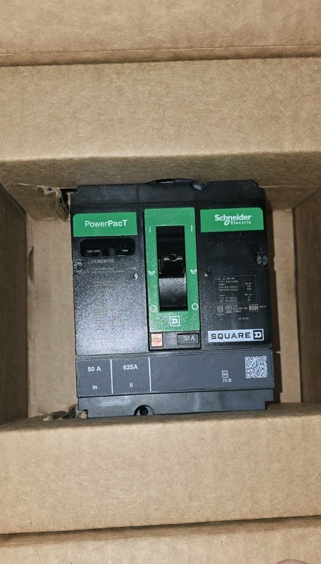Square D HDM36050 50 Amp 3 Pole 600V Molded Case Circuit Breaker Power PacT
