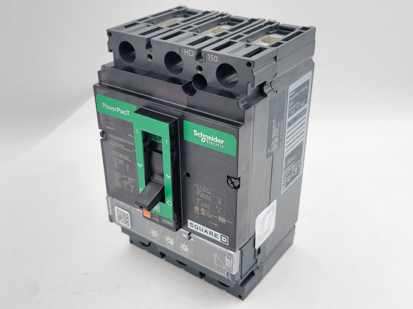 Square D HDL36100U31XAA PowerPact Circuit Breaker 100 Amp 3 Pole 240/480/600V