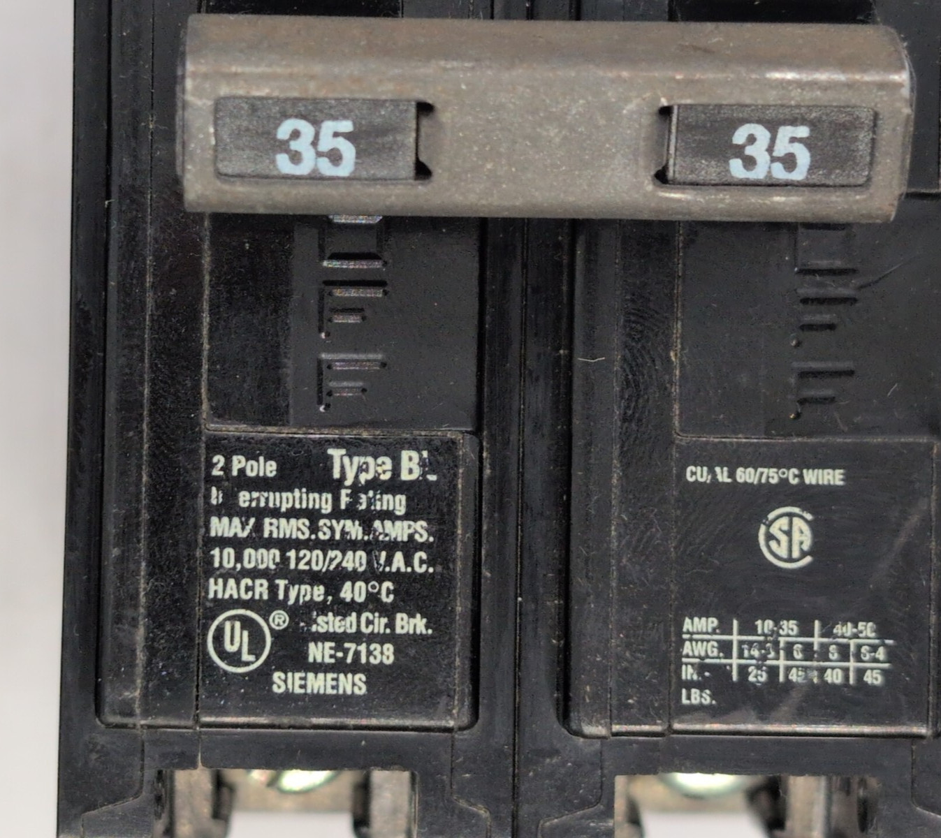 Lot of 2 – SIEMENS ITE BL235 2POLES 35A 120/240VAC CIRCUIT BREAKER [RC 8-3]