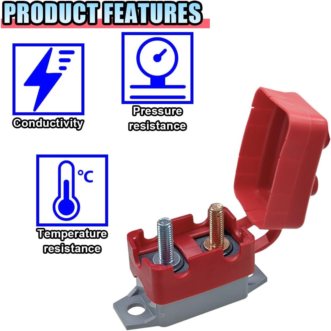 2PCS 20A DC 12V-24V Automatic Reset Circuit Breaker with Cover Stud Size: 20A