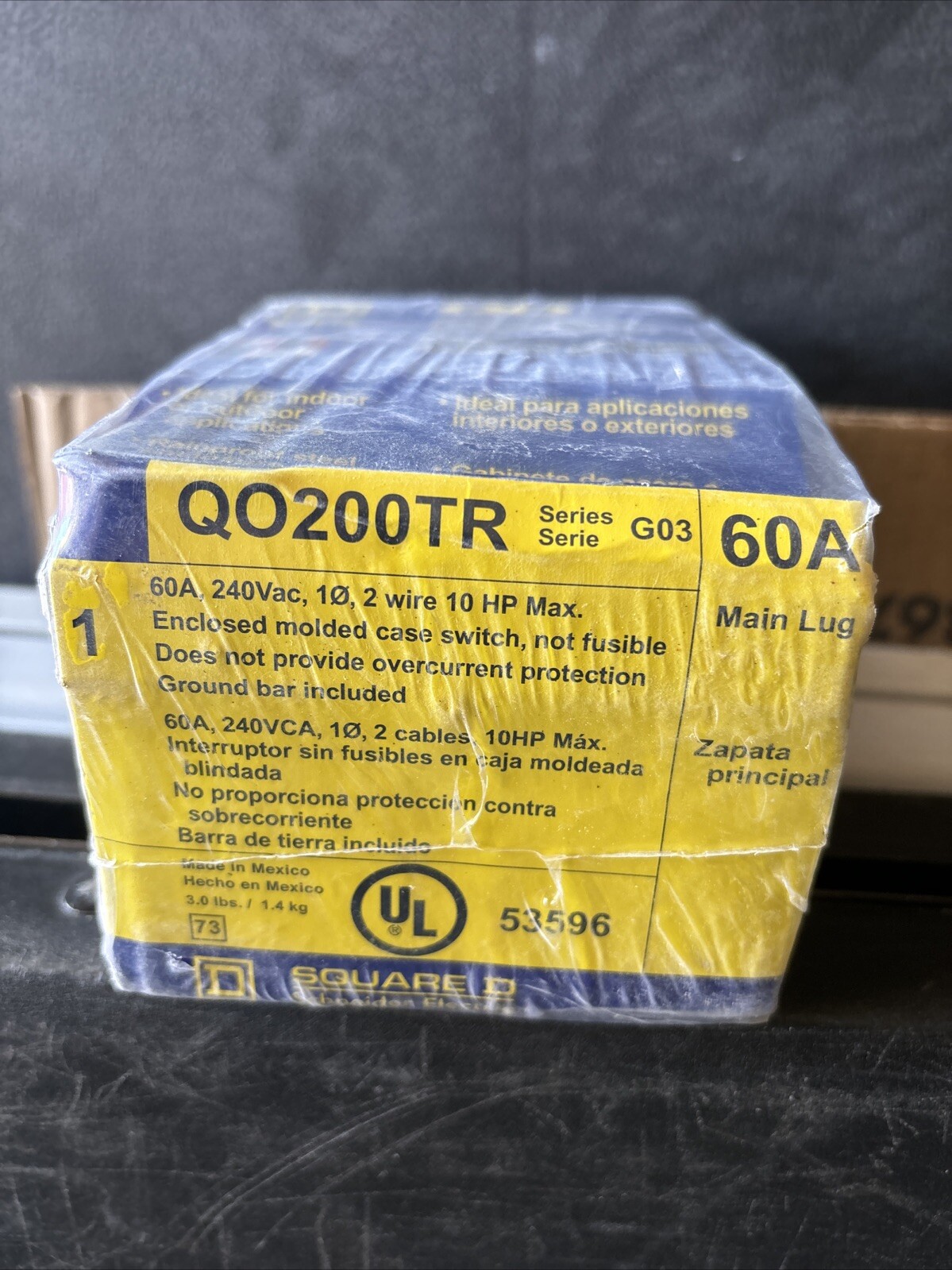 Square D 60A 60 Amp Enclosed Molded Case Switch Non-Fusible Circuit Breaker