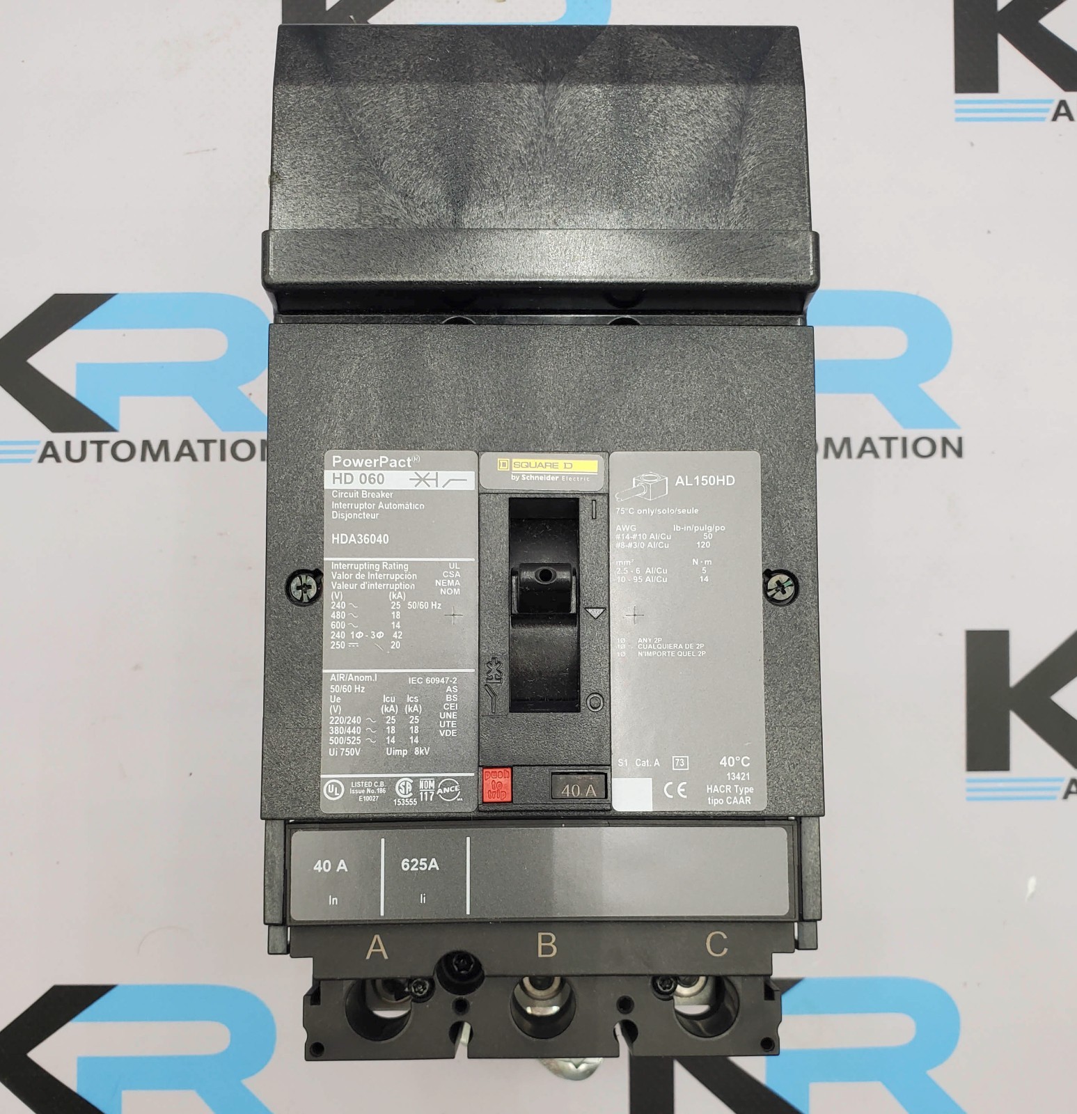 Square D HDA36040 PowerPact HD 060Circuit Breaker 3P 600V 40A