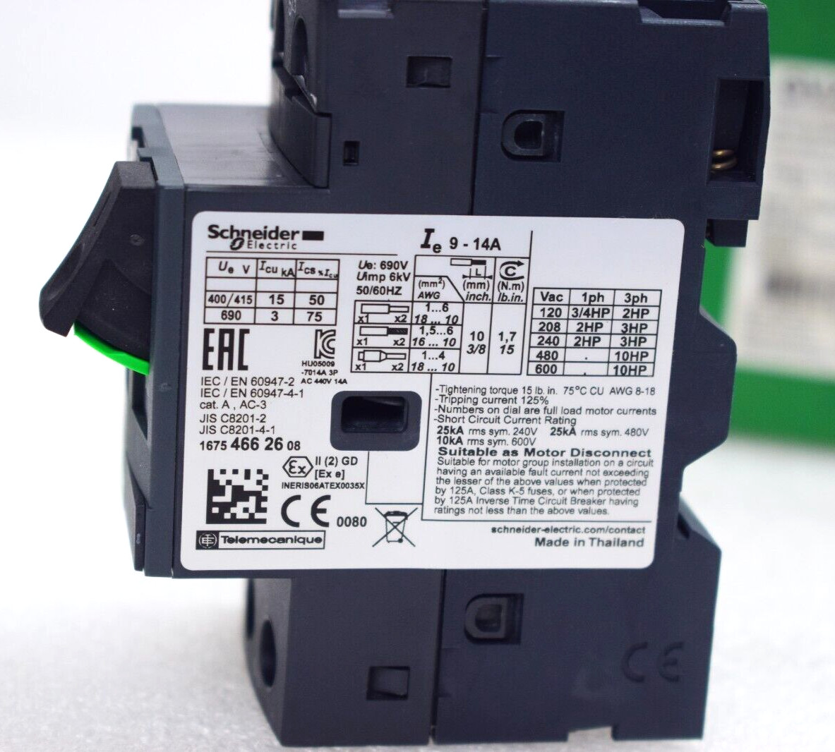 SCHNEIDER ELECTRIC GV2ME16 MOTOR CIRCUIT BREAKER