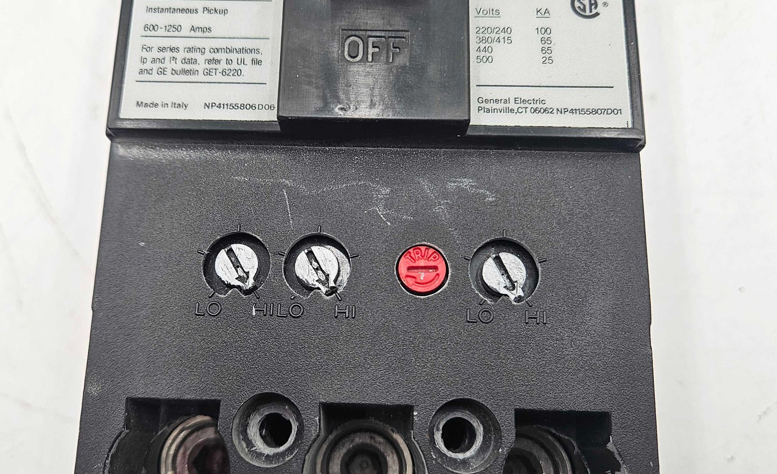 GE TFL236125WL Circuit Breaker 125A 3P 600V 3PH TFL 125 Amp 3 Pole