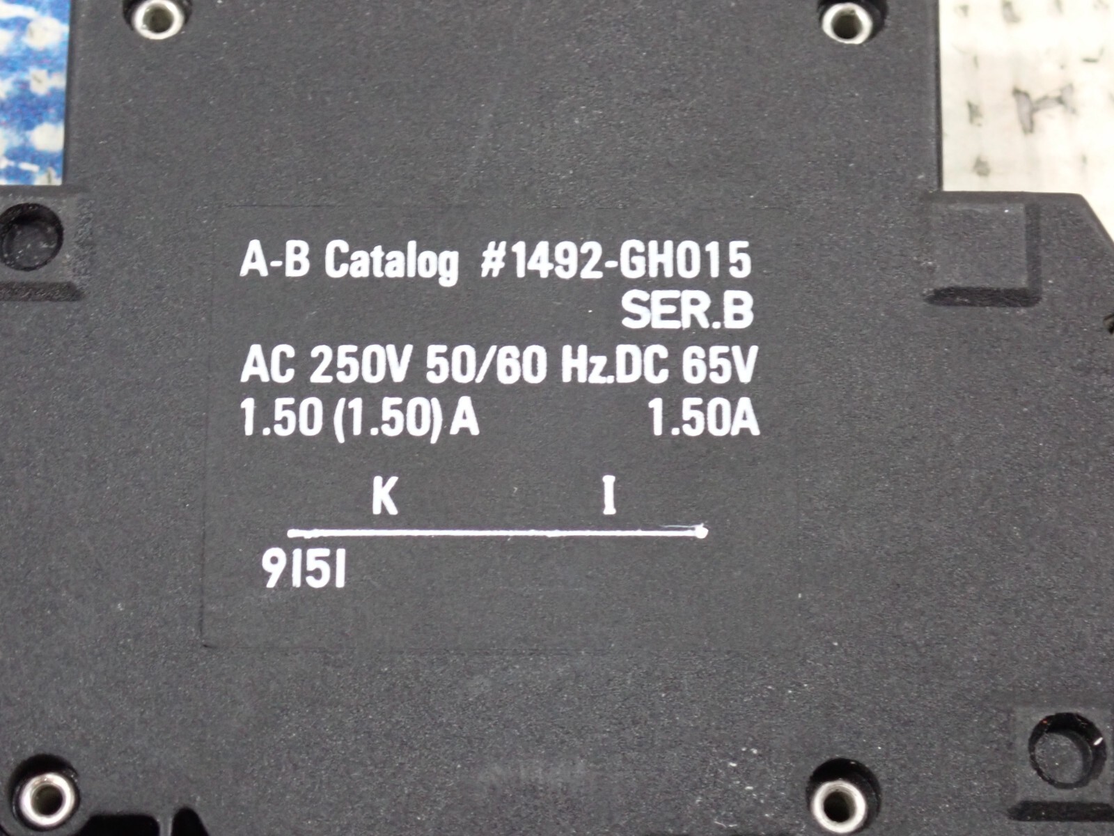 ALLEN BRADLEY 1492-GH015 SERIES B CIRCUIT BREAKER 1.50A 250V