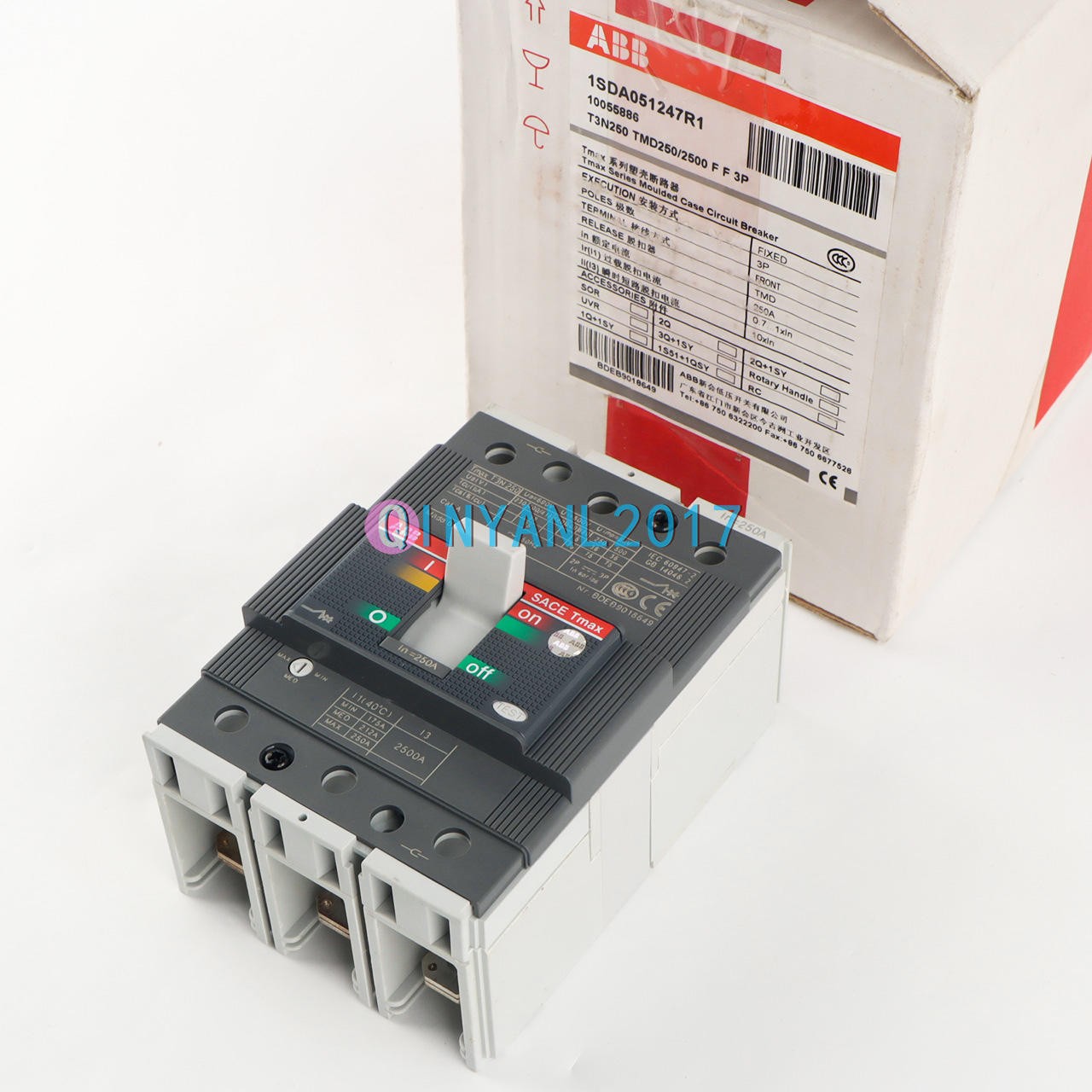 1PCS New ABB TMAX T3N250 TMD250/2500 FF 3P 250A 1SDA051247R1 Circuit Breaker