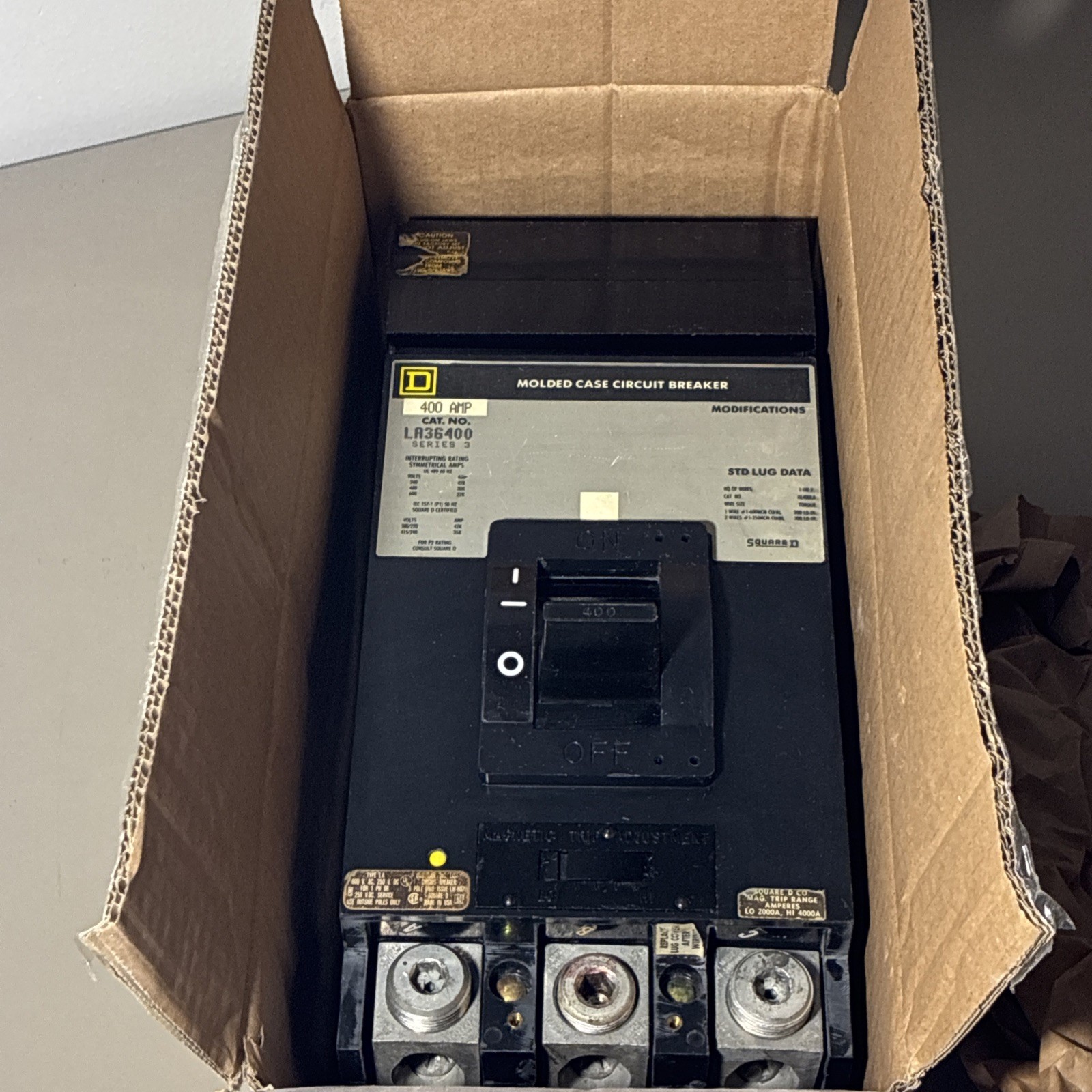 Square D LA36400 3 Pole 400 Amp 600 Vac I-Line Circuit Breaker