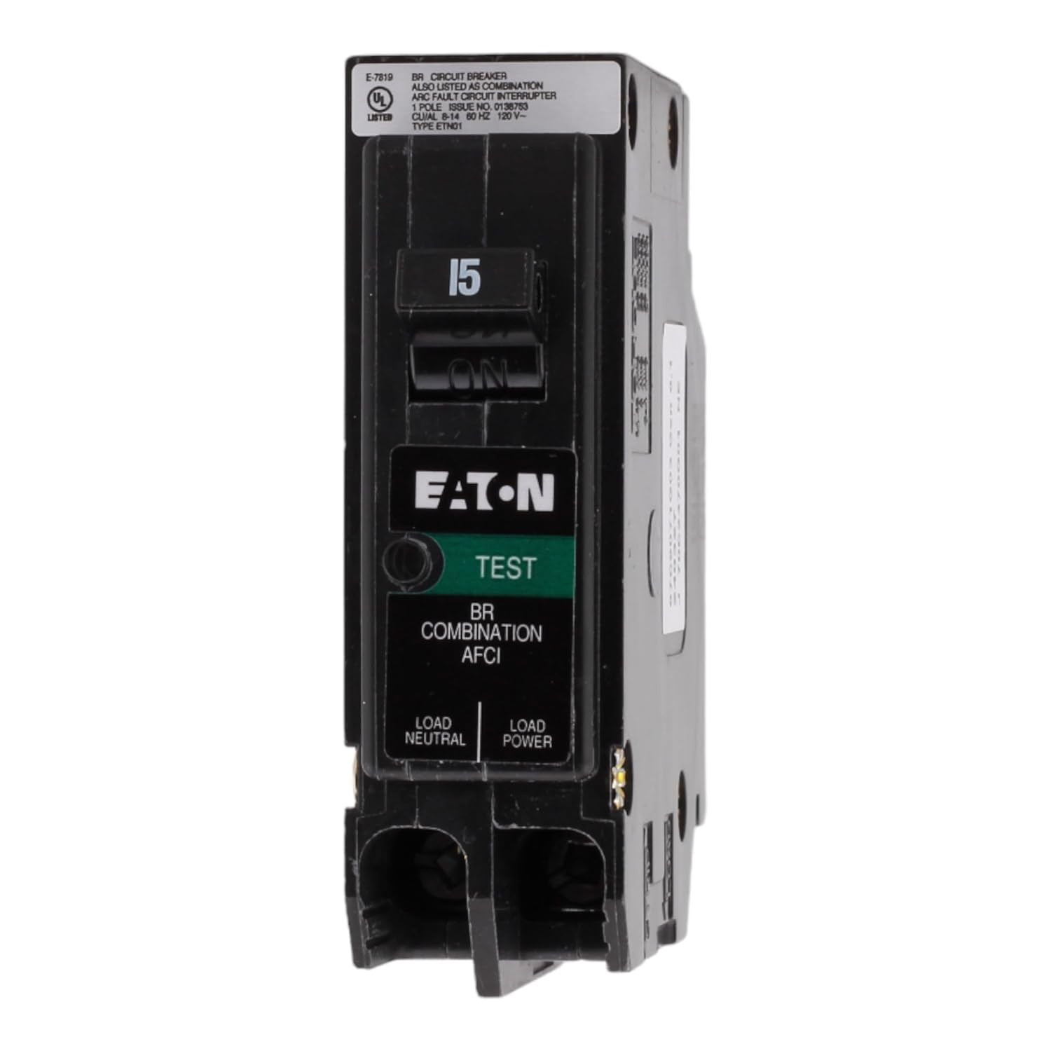 BRP115AF 15 Amp Single Pole AFCI Arc Fault Circuit Breaker, Plug-On Neutral, 120