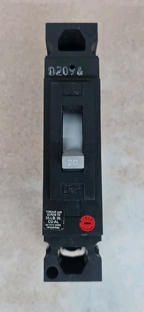 GE TED113020 Circuit Breaker, 20A, 1P, 277V
