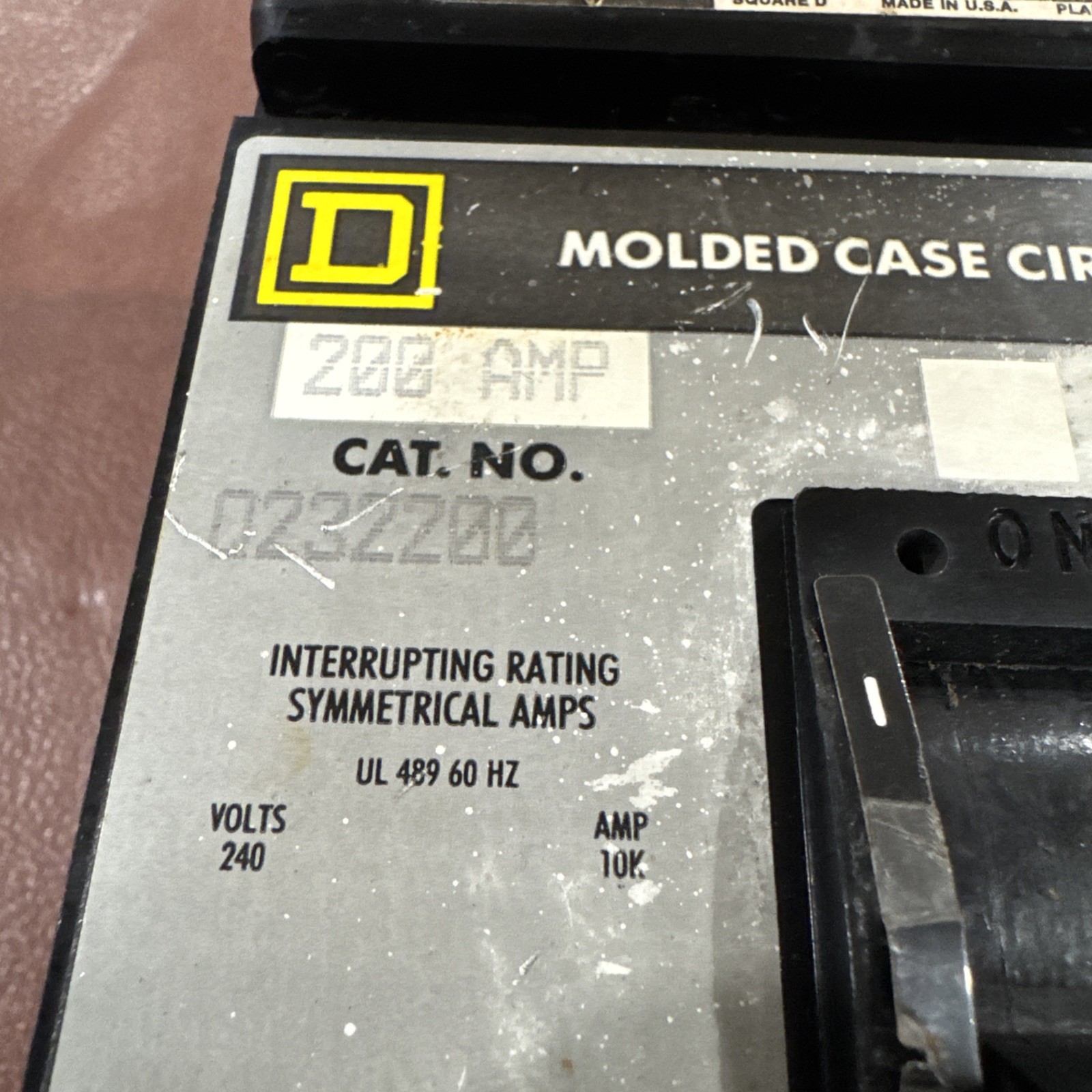 Square D 200 Amp I-Line Circuit Breaker 3 Pole 240 VAC Q232200 3P 200A