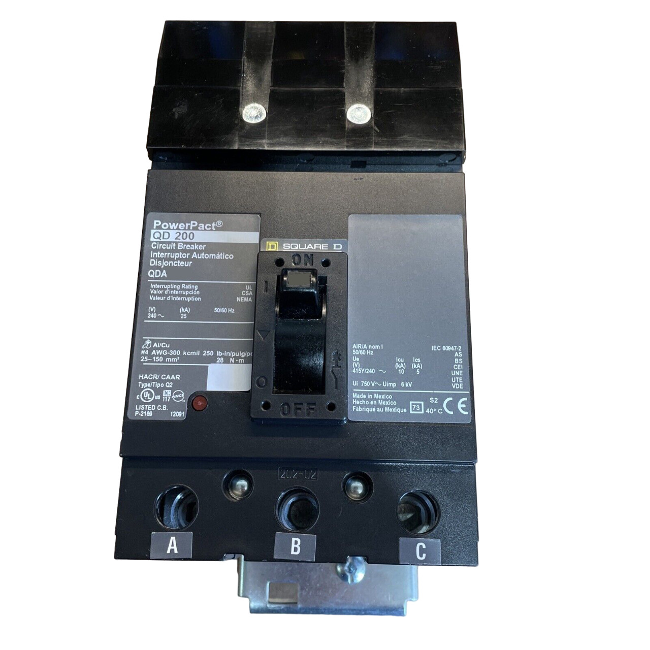 QDA32100 – Square D 100 Amp 240 Volt 3 Pole Molded Case Circuit Breaker QDA Fram
