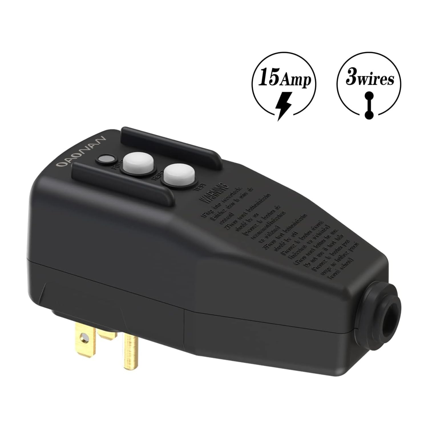 GFCI Plug Assembly Auto Reset 15 Amp 3 Prongs, 5 Years , Ground Fault Circuit…
