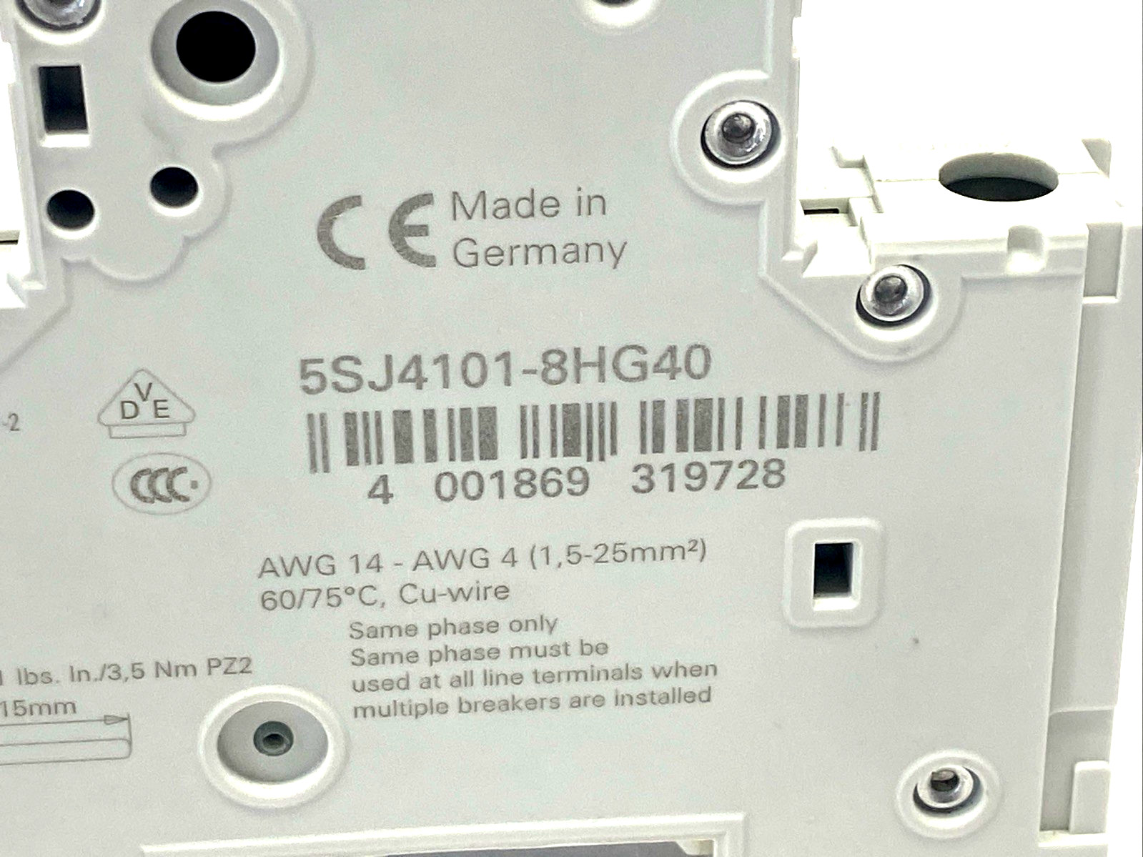 Siemens 5SJ4101-8HG40 Miniature Circuit Breaker 240V 14kA 1P 1A