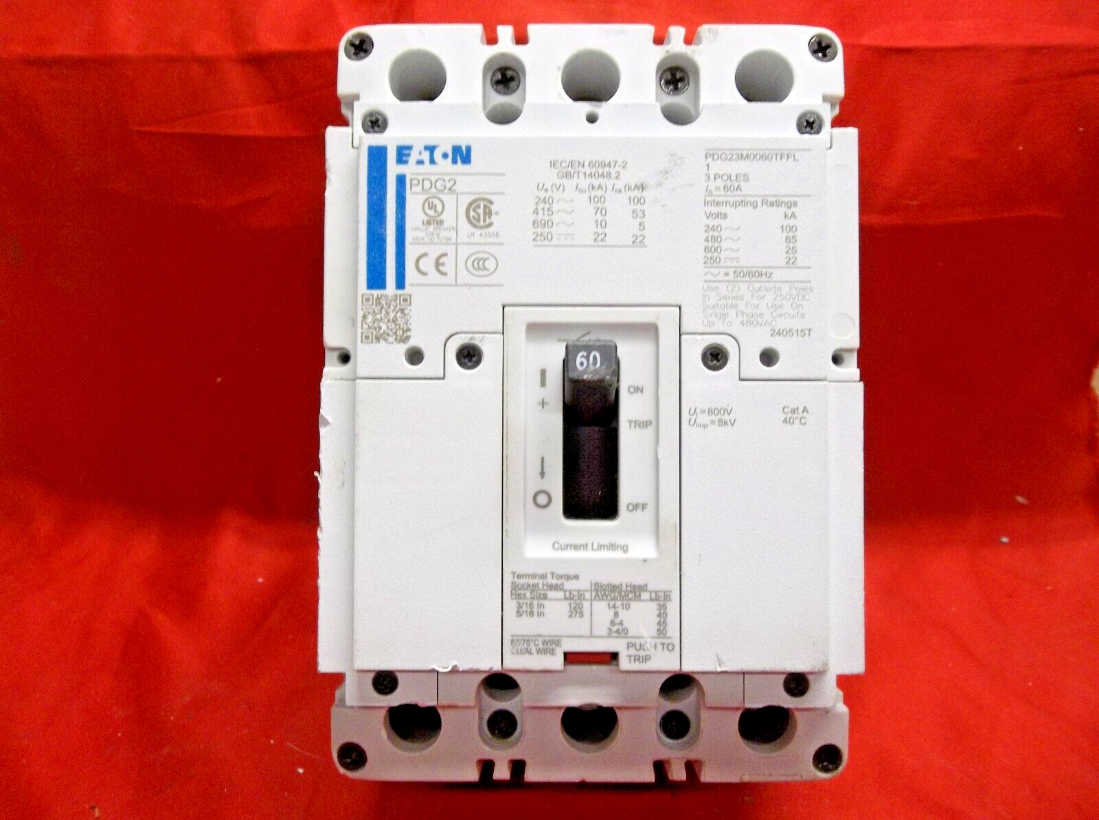 EATON PDG23M0060TFFL circuit breaker 335A2