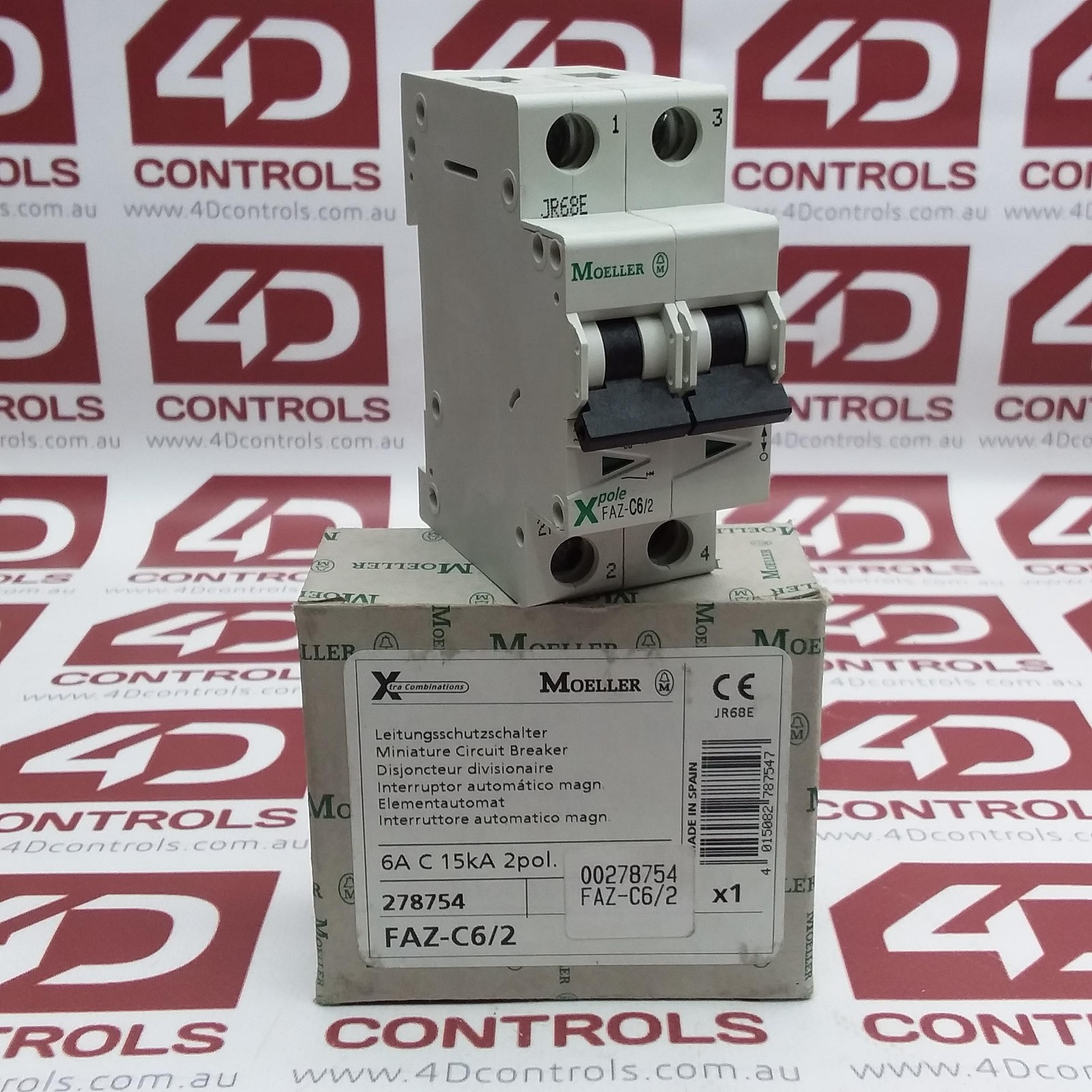 FAZ-C6/2 | Moeller | 278754 Circuit Breaker Miniature 2 Pole, Opened