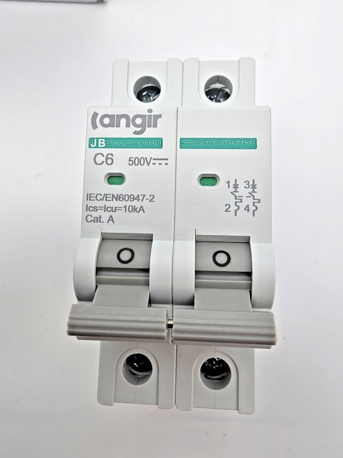 2-Pole DC Circuit Breaker 6 A 500 V DIN Rail – Solar / Battery Protection – New