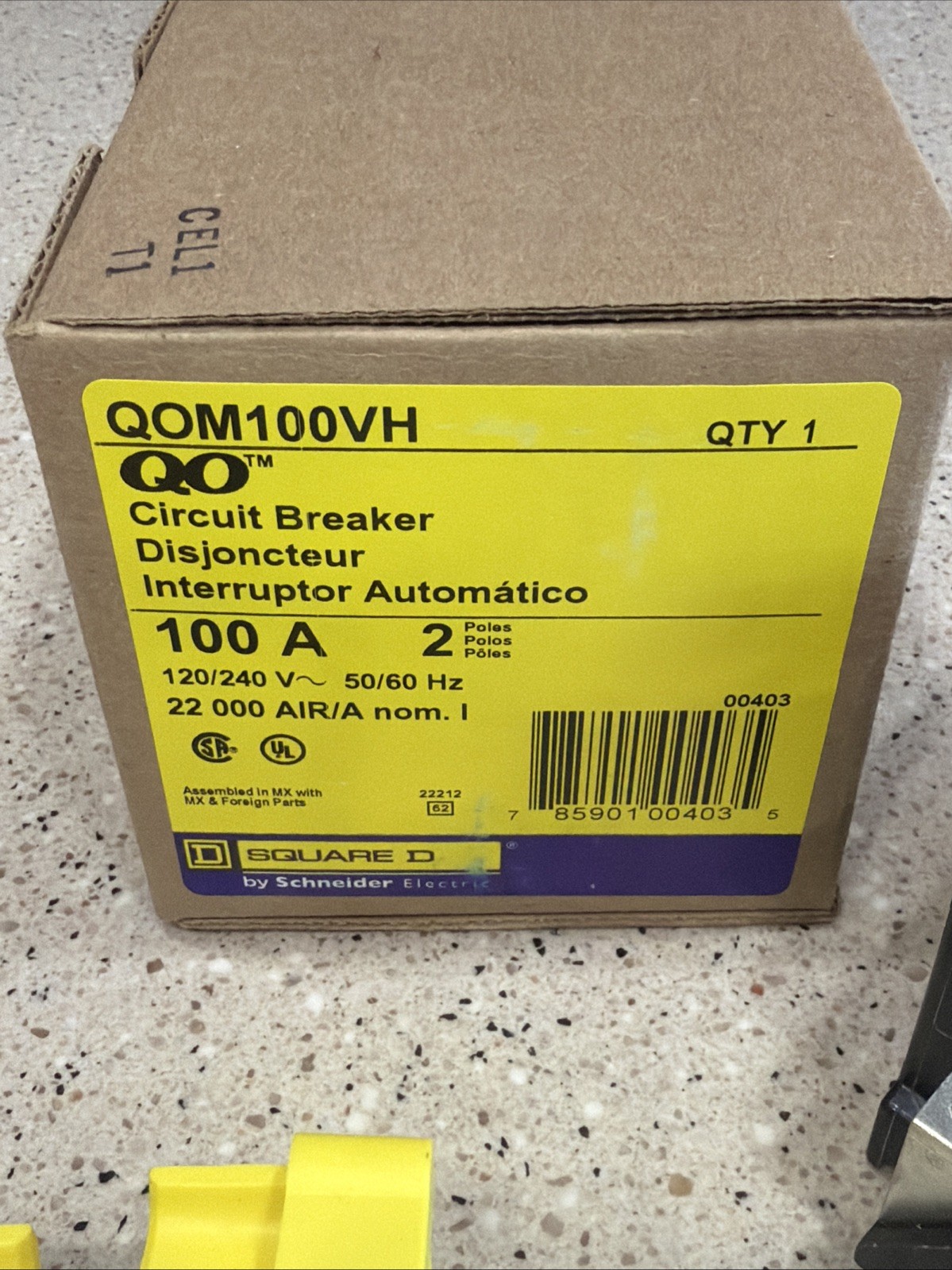 Square D QOM100VH Circuit Breaker 100A 2 Pole 120/240V 50/60Hz 22kA *NEW IN BOX*