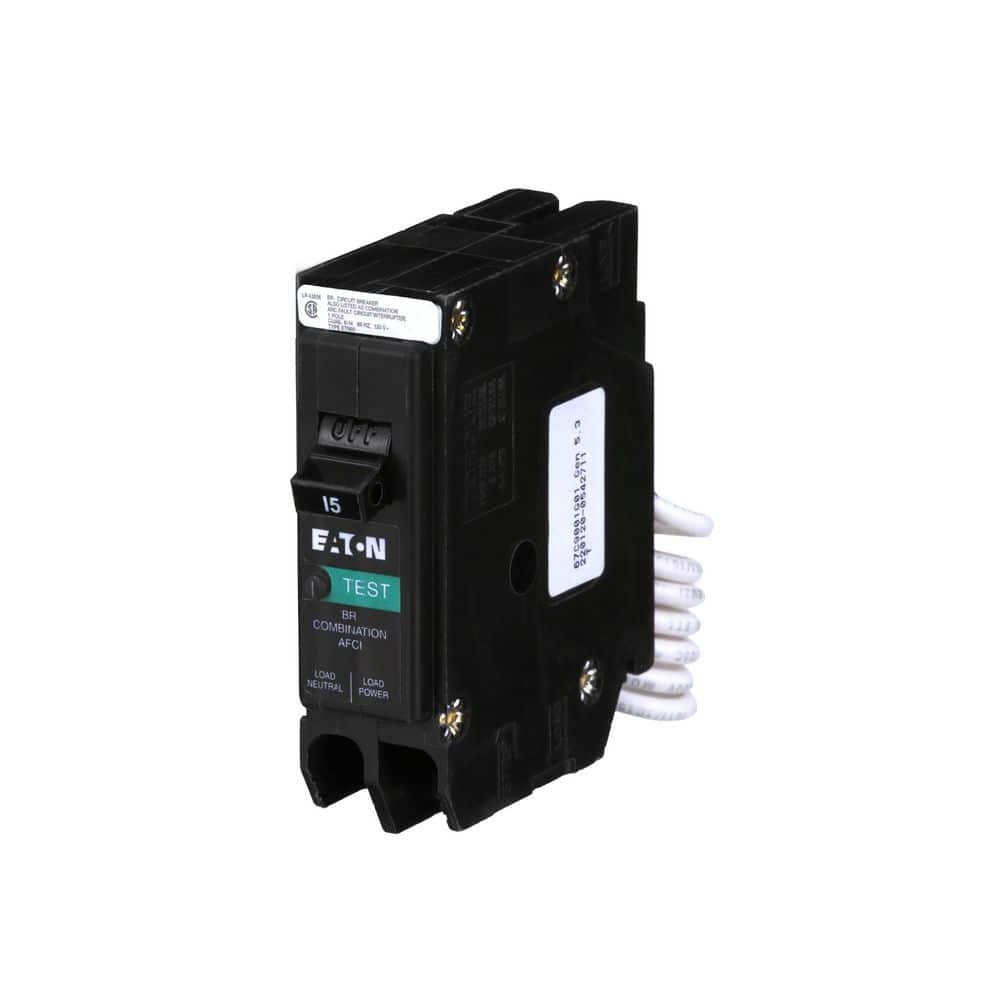 15 Amp AFCI Circuit Breaker Type BR, 120V, Pigtail Neutral, Eaton – New