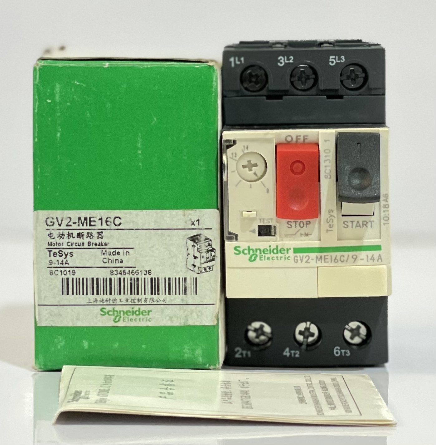 SCHNEIDER ELECTRIC GV2ME16C MOTOR PROTECTION CIRCUIT BREAKER RANGE 9-14AMP