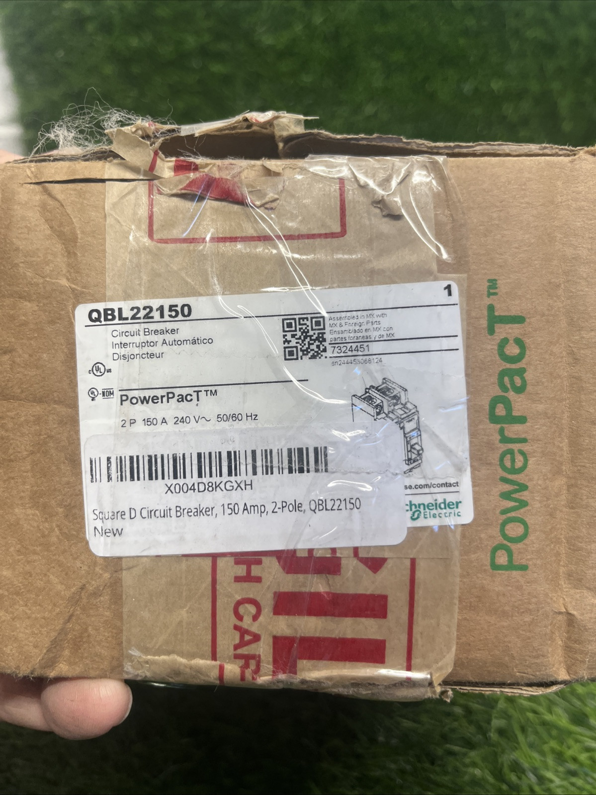 Square D PowerPact feed through Circuit Breaker 150A 2 Pole 2P 240V QBL22150 NEW