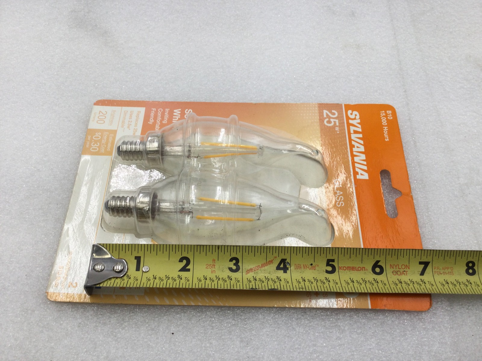 Sylvania X30443 LED2.5B10C/BENT/DIM/827/FIL/RP2 Dimmable LED Flame Tip