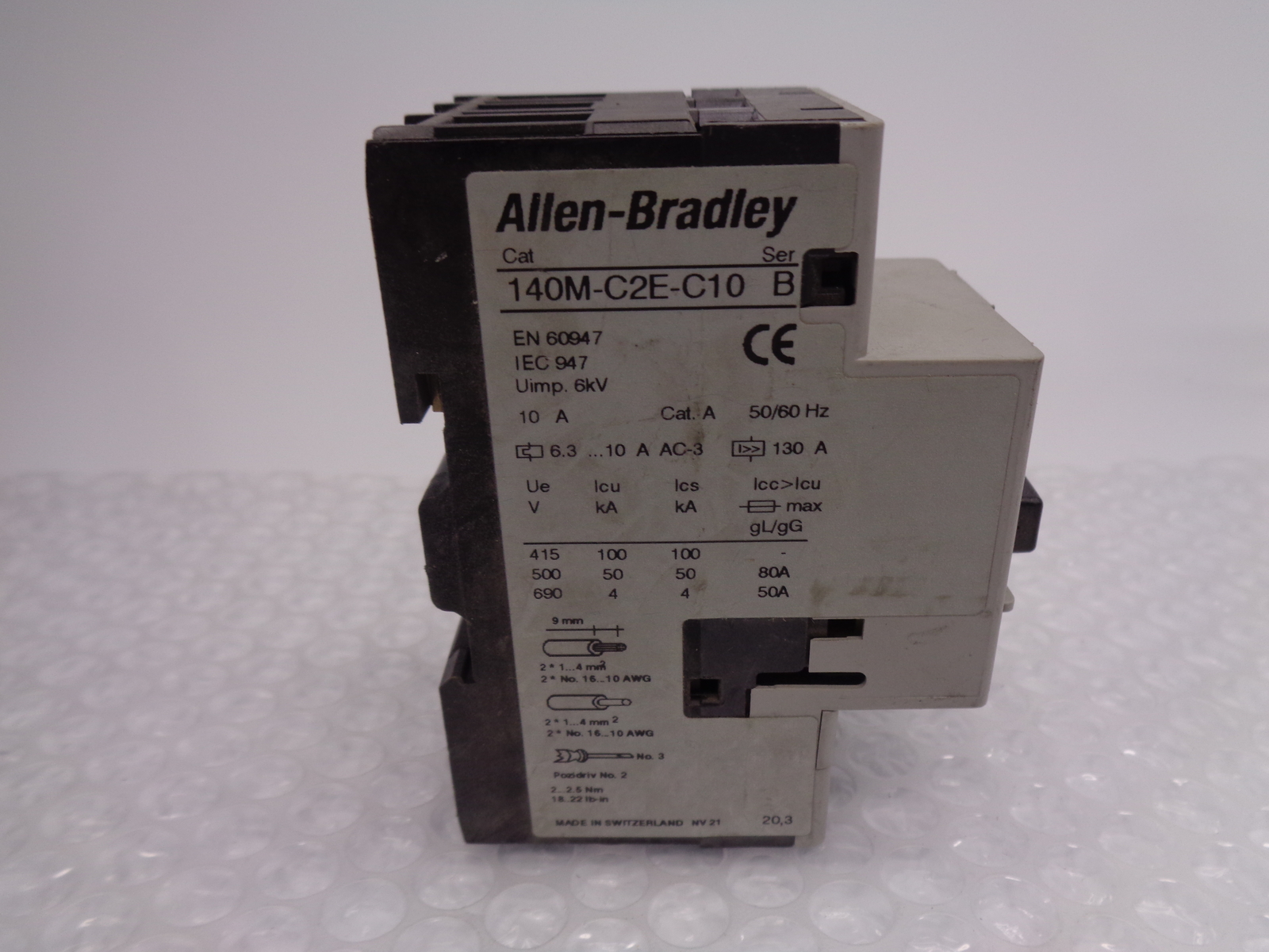 ALLEN BRADLEY 140M-C2E-C10 SER.B BREAKER 3POLE 6.3-10AMP NSNP