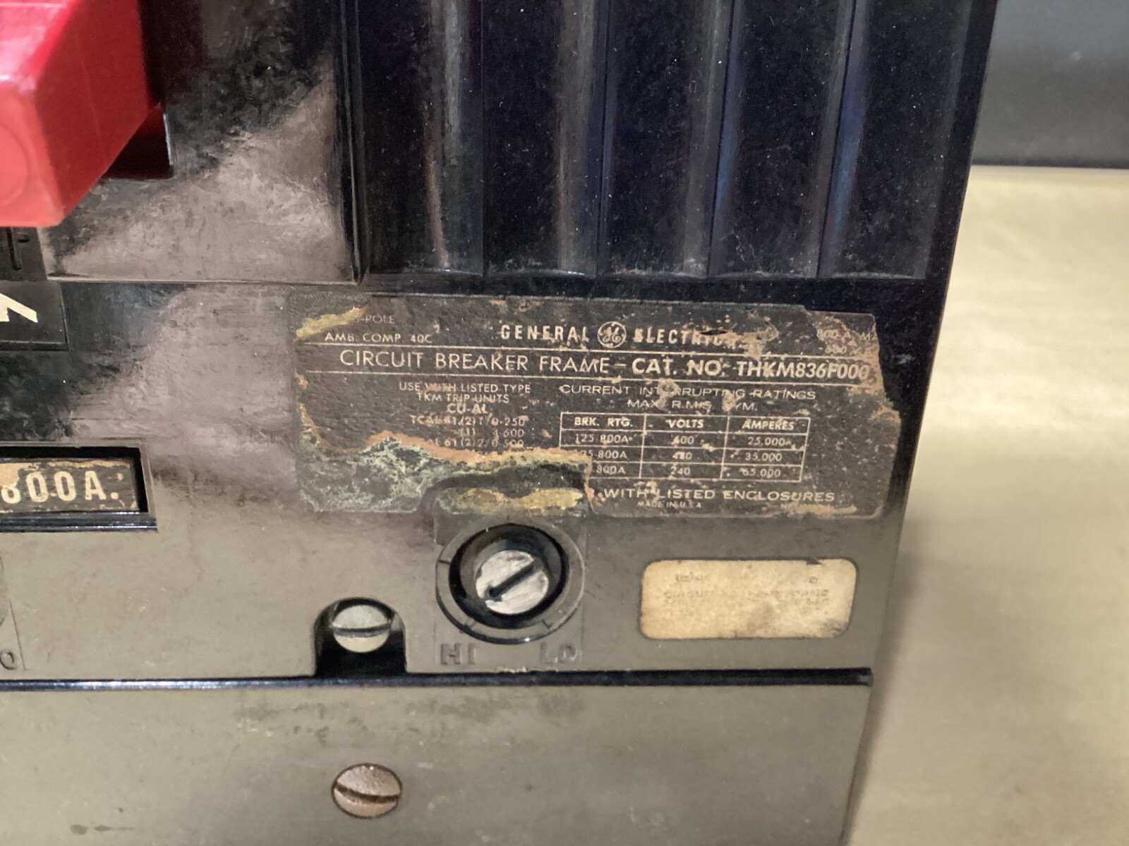 GENERAL ELECTRIC GE CIRCUIT BREAKER 800A 600V 3P THKM836F000 #103C66PR4*CO