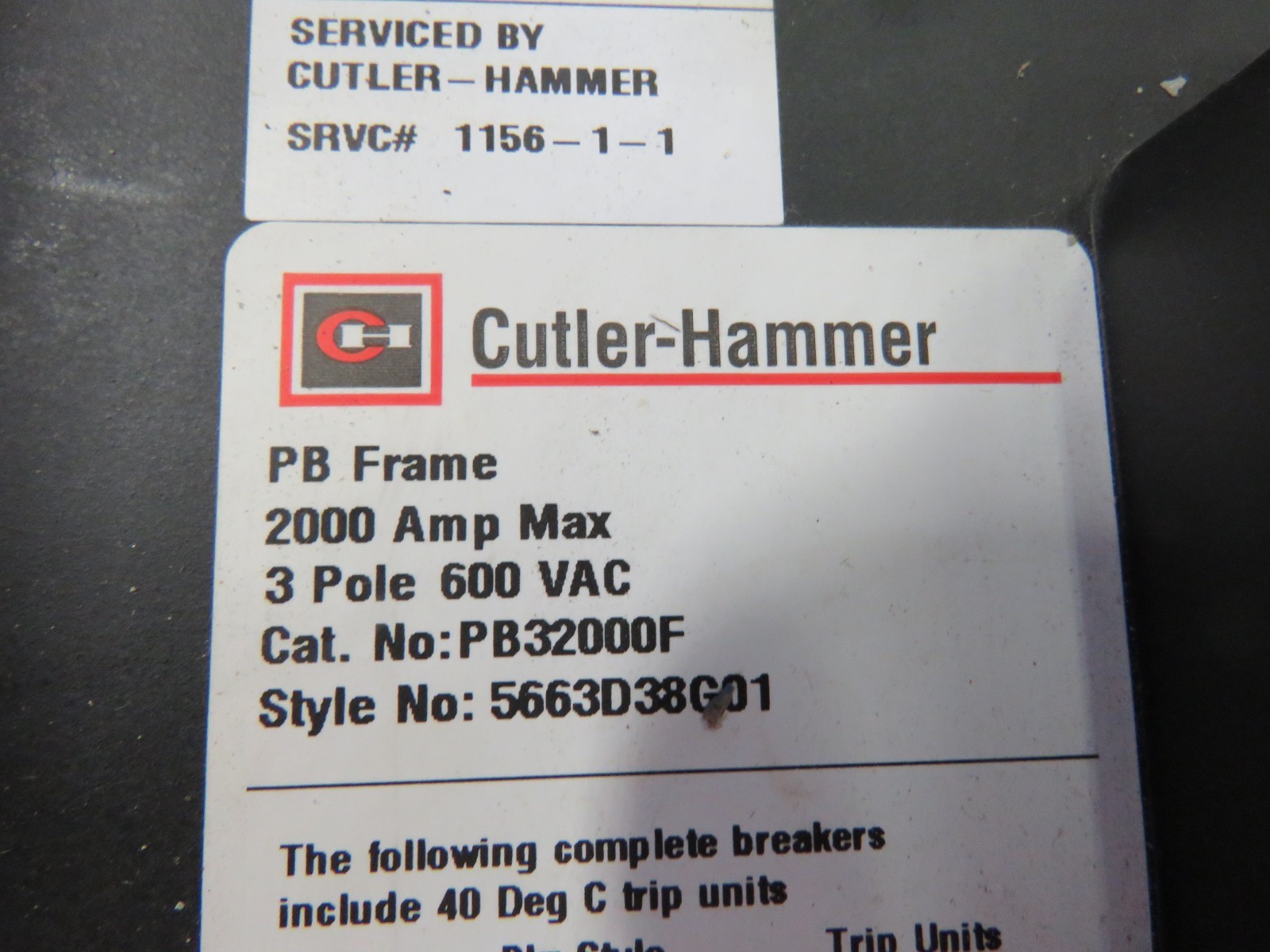 CUTLER HAMMER PB32000F 3 POLE 2000 AMP CIRCUIT BREAKER NEW IN BOX