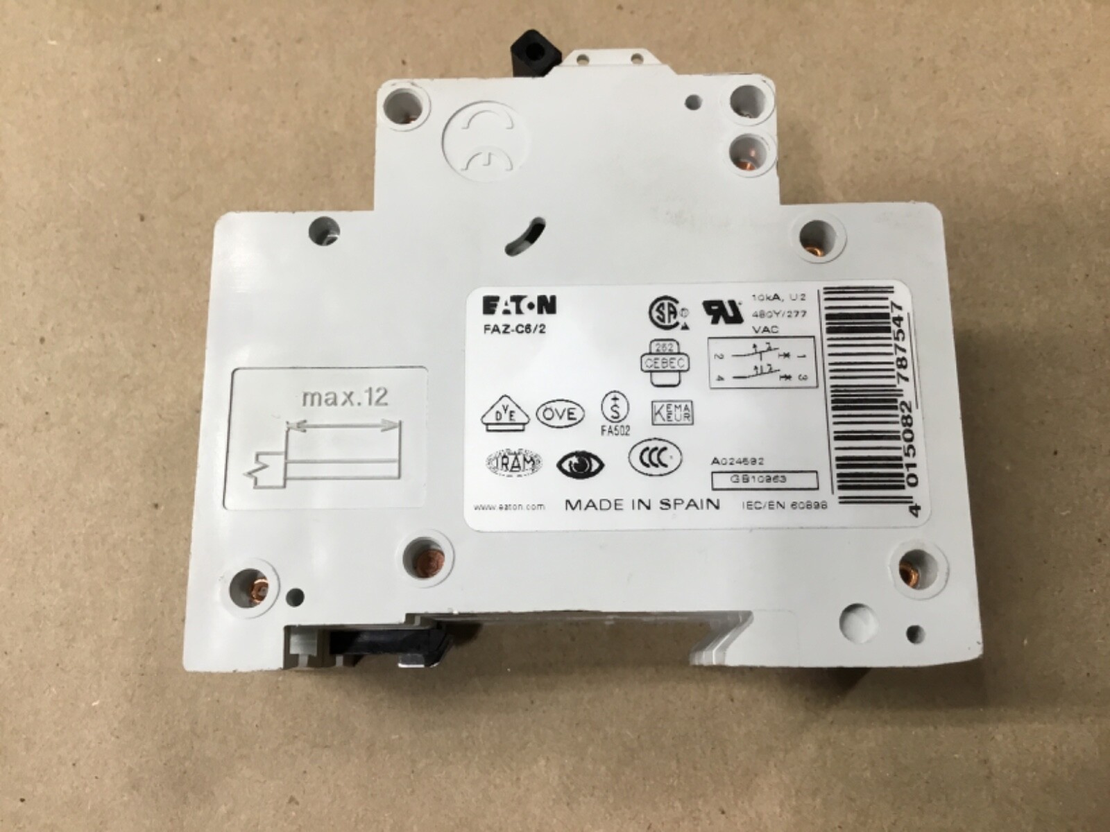 Eaton FAZ-C6/2 Circuit Breaker 2 Pole 6A AK85E #19I28