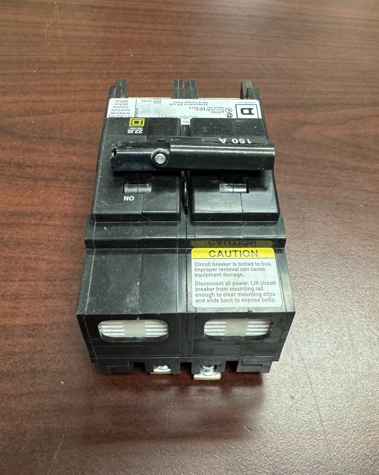 QOB2150VH 2 Pole 150Amps 120/240 Volt Bolt-On 22K NEW REMOVED FROM PANEL SquareD