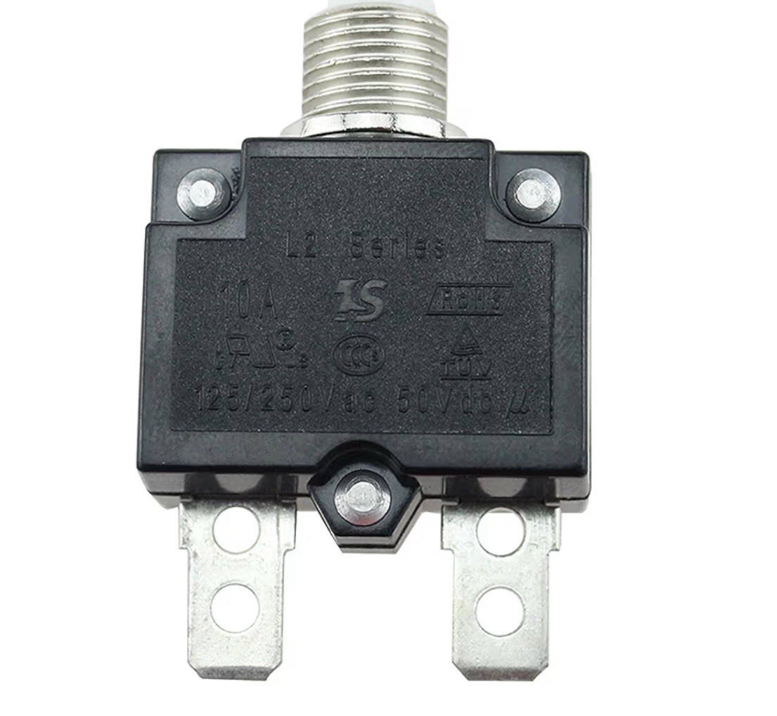 1 Pc 10A Push Button Manual Reset Thermal Circuit Breaker L1 Series 125-250V AC