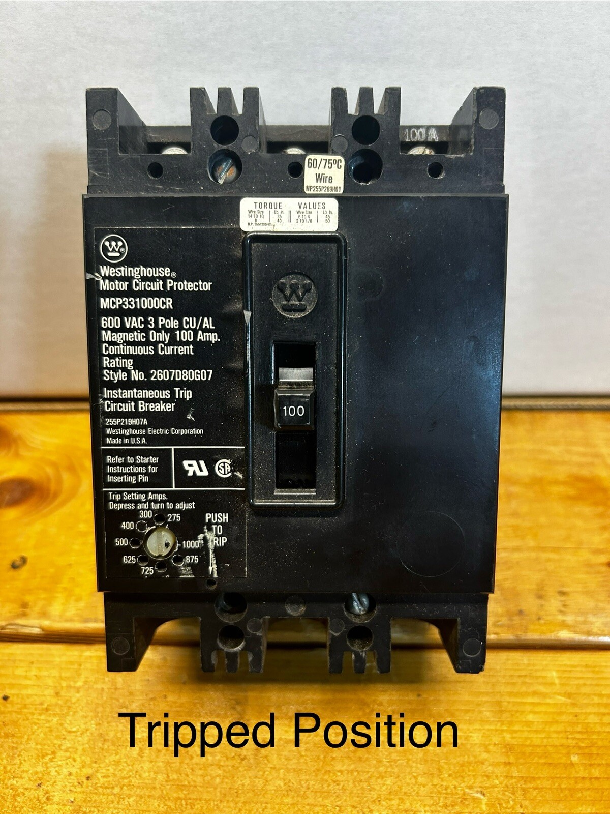 Westinghouse MCP331000CR 100A Circuit Breaker 480/600V 3 Pole – Adjustable Trip
