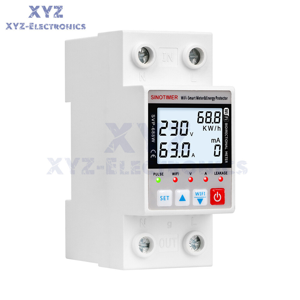 AC220V 63A Tuya Intelligent WIFI Over Voltage Current Protection Power Protector