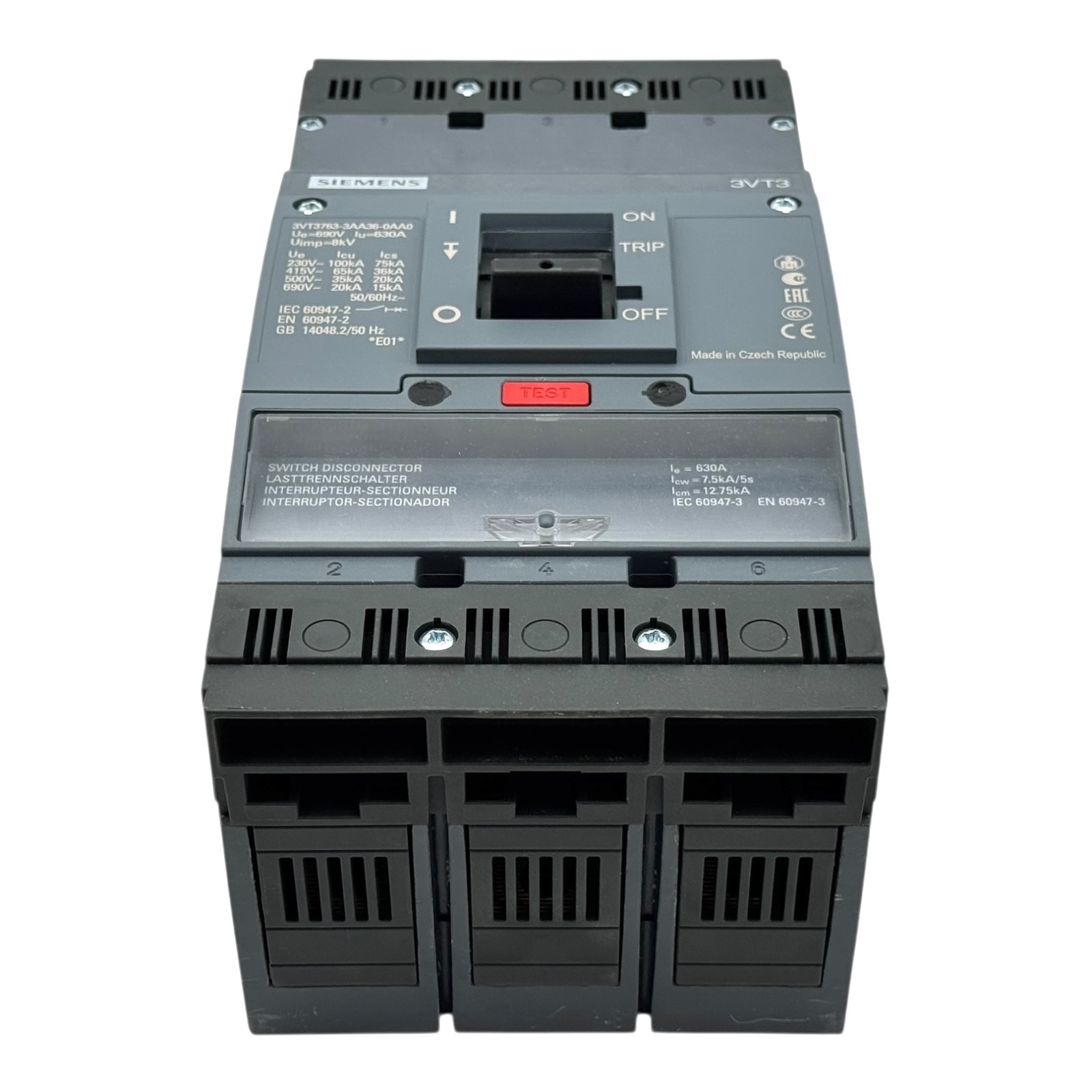 Siemens 3VT3763-3AA36-0AA0 E:01 compact circuit breaker -unused/original packaging-