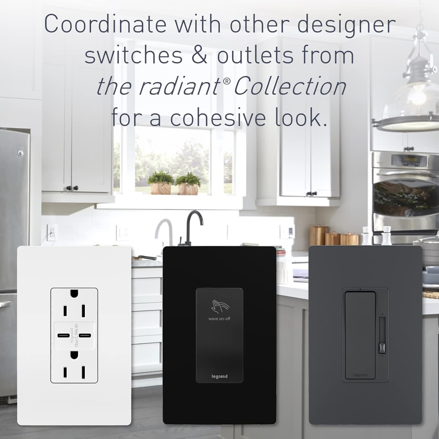 Legrand Radiant 15A 2-in-1 Rocker Light Switch, White, RCD11WCC6