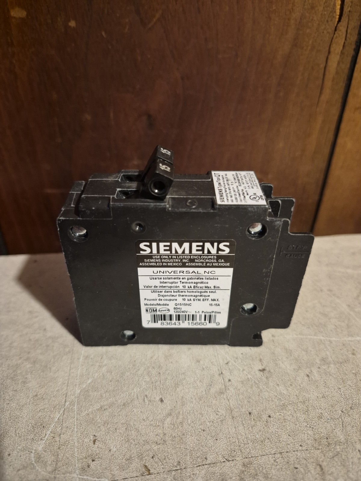 Siemens Type Q1515NC Twin Tandem Circuit Breaker 15-15A Amp 120/240V 1-1 Pole