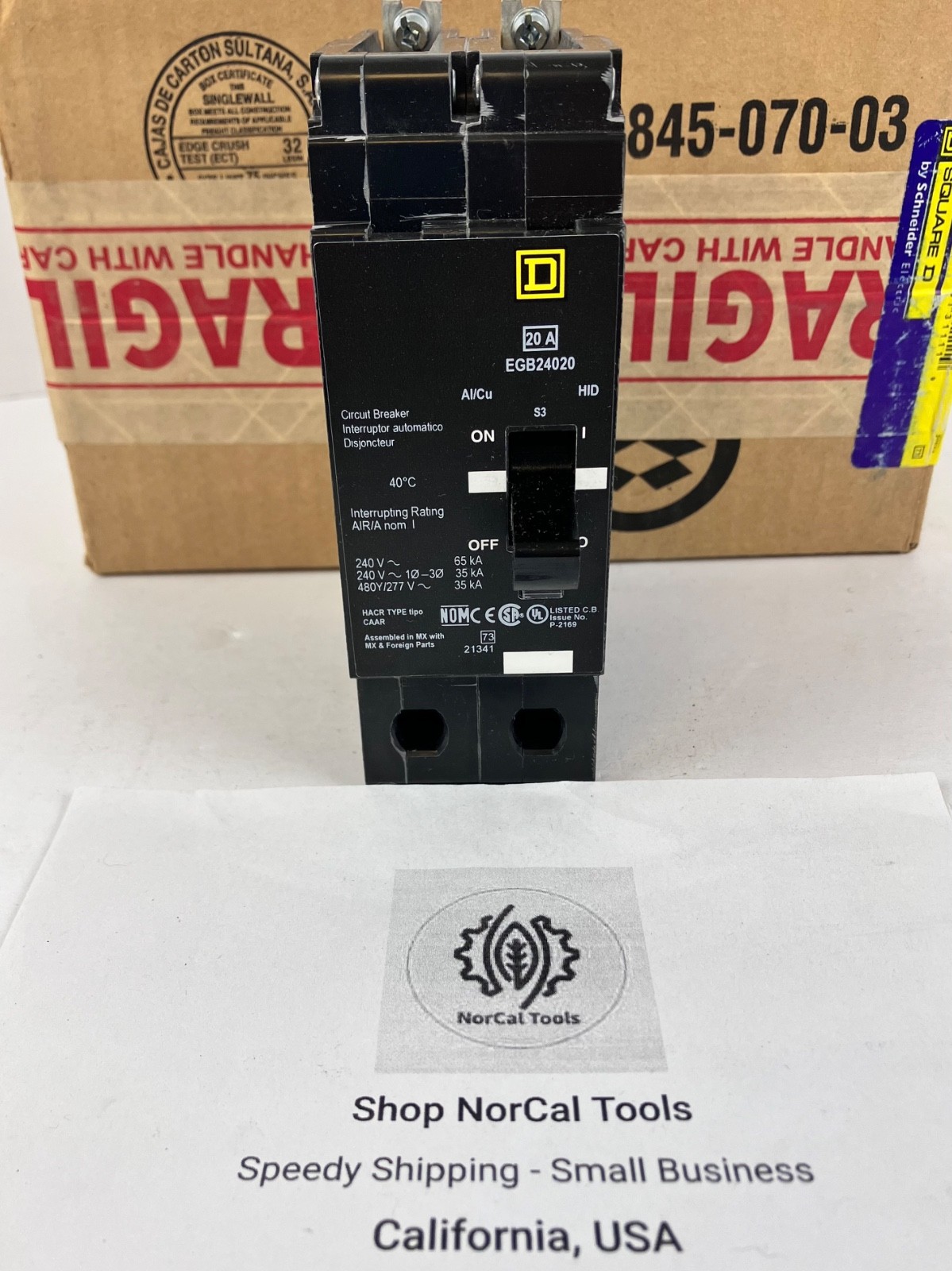 Square D EGB24020 E-Frame Circuit Breaker 20A 2-Pole 480Y/277V Bolt-On NEW