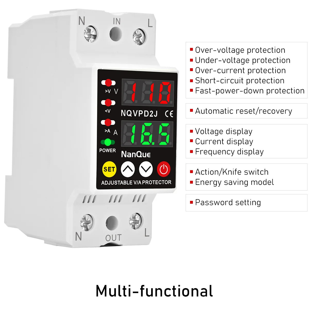 Adjustable Voltage Current Protector 110/120/127/220/240V 80300V Universal AC DC