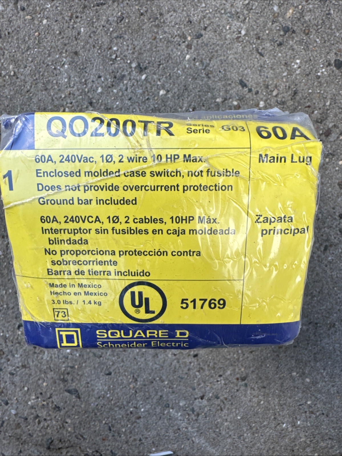 QO Square D Enclosed Molded Case Circuit Disconnect Switch Series G03 QO200TR