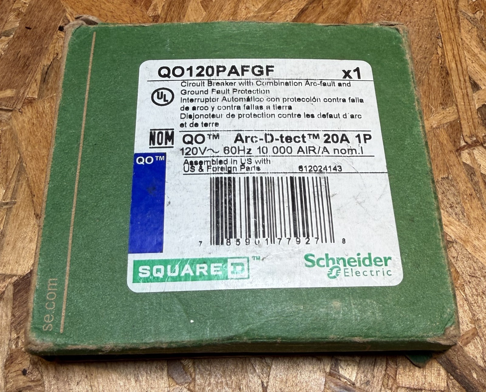 Square D Schneider QO120PAFGF Arc-Fault/Ground Fault Breaker
