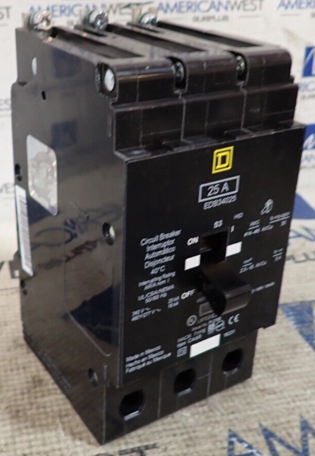 NEW – Square D EDB34025 25 Amp 480Y/277 VAC 3 Pole Bolt-On Circuit Breaker