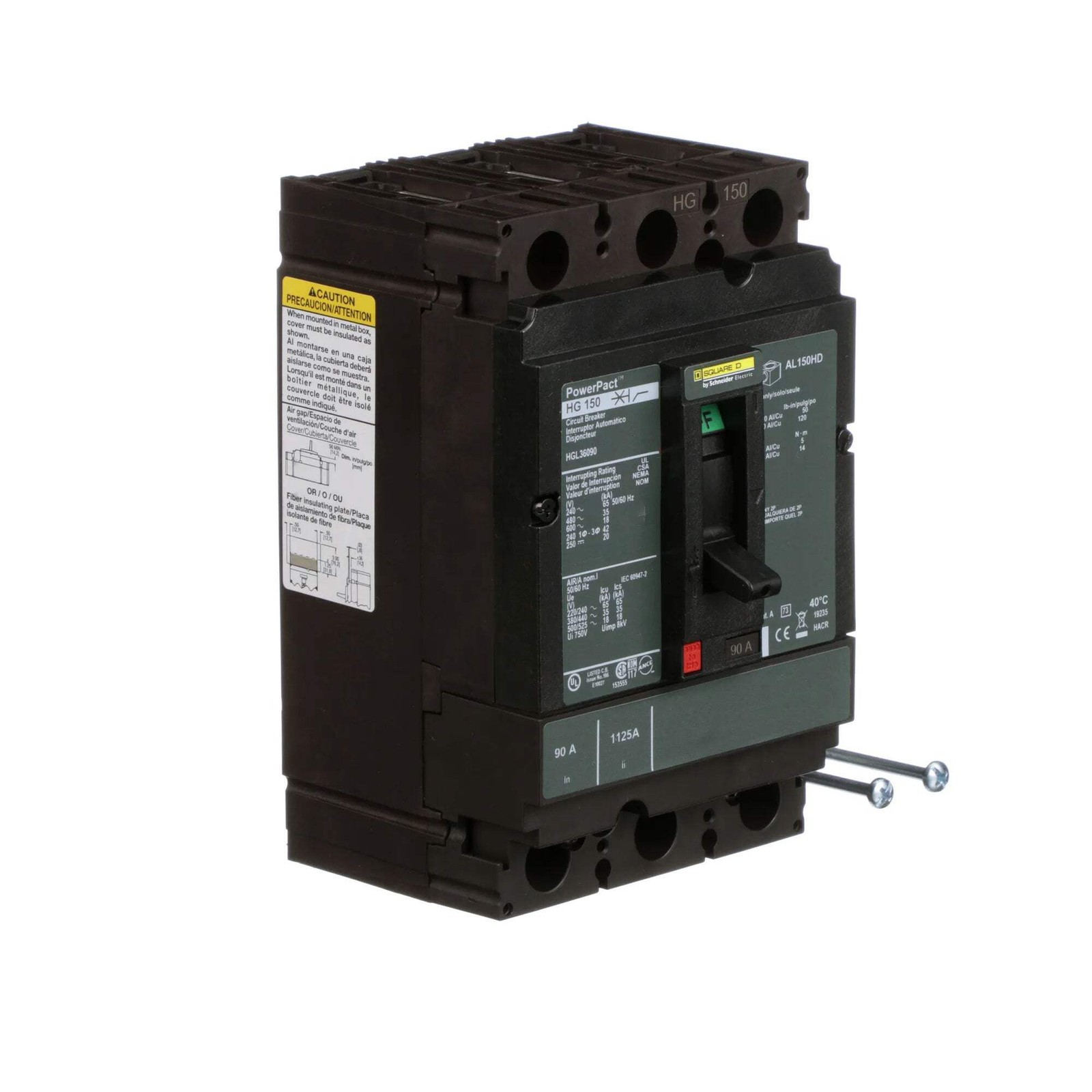 HGL36090 – Square D PowerPacT H 90A 3P 600VAC 18kA Thermal Magnetic Molded Case