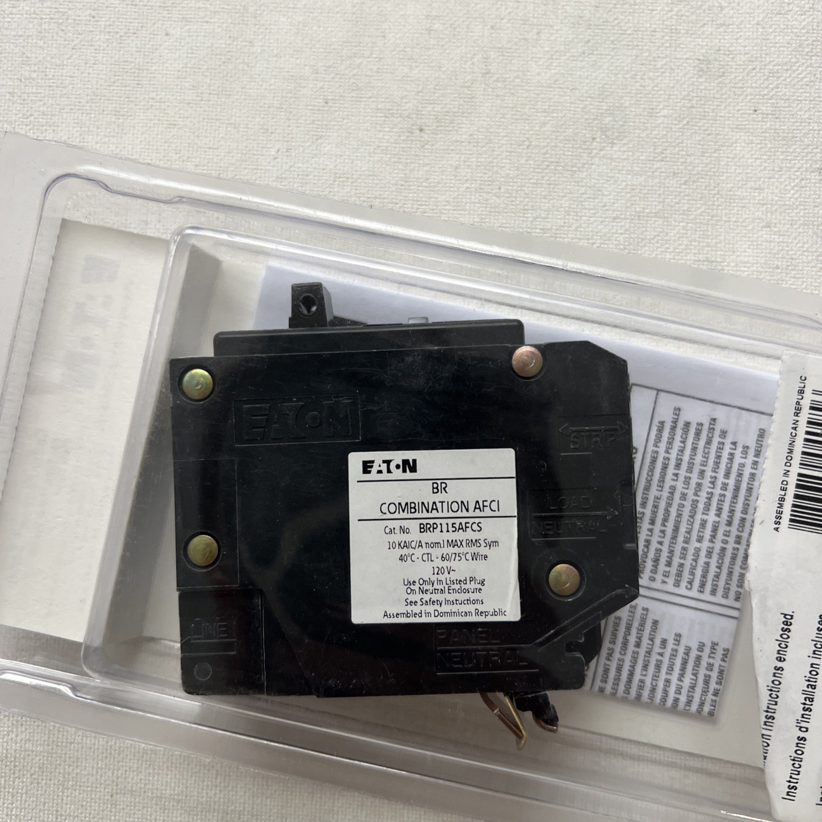 Eaton BRP 115AFCS Circuit Breaker 15A 120V AFCI Single Pole