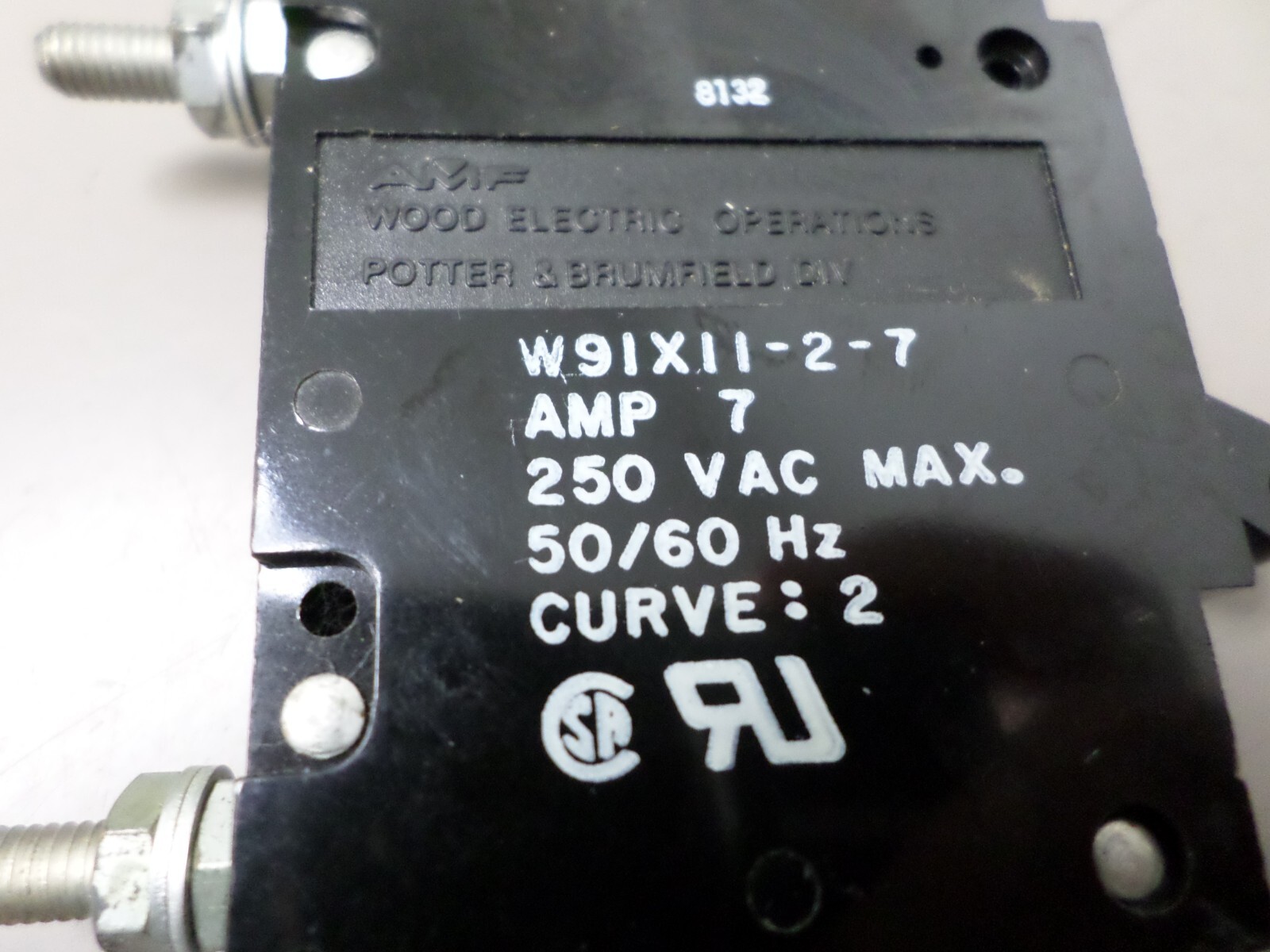 POTTER & BRUMFIELD W91X11-2-7 Magnetic Series Trip Circuit Breaker 7A, 250VAC