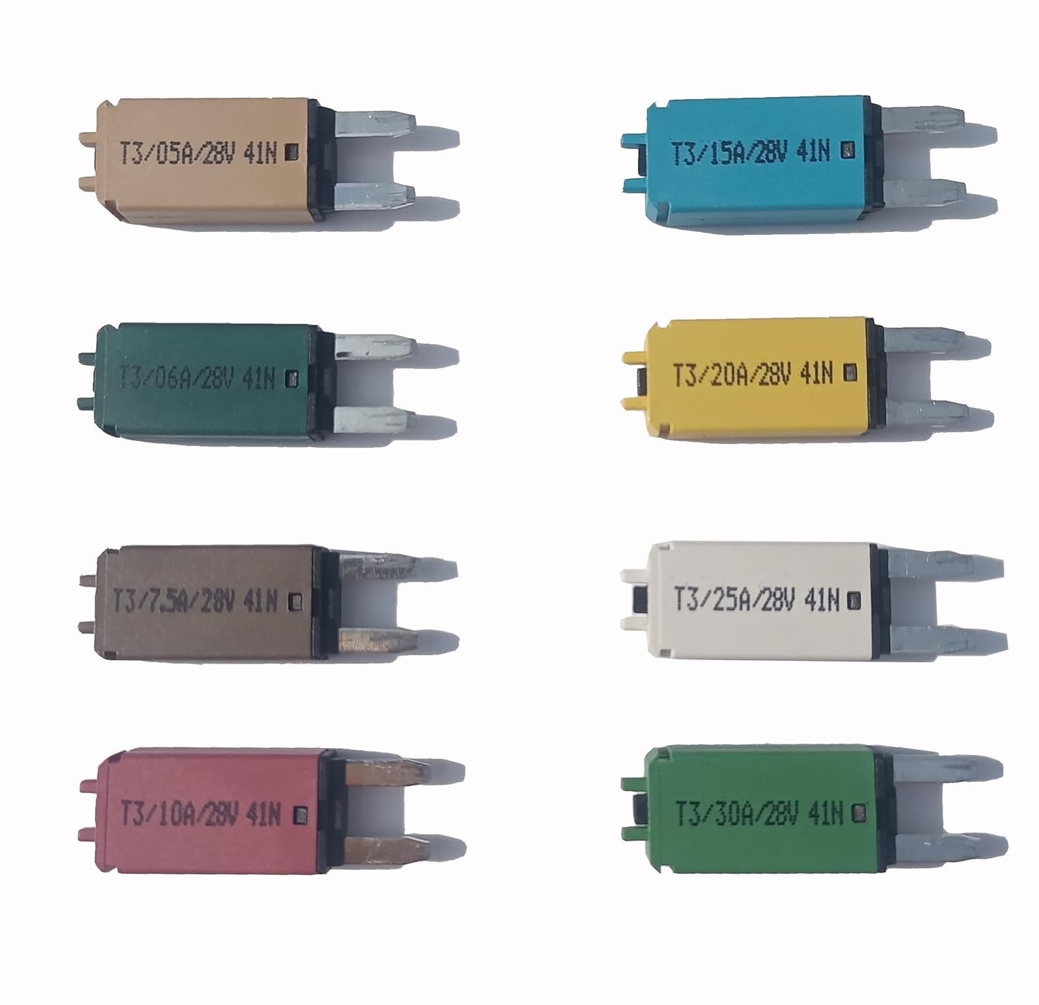 8-Piece 28V DC Circuit Breaker Set – Compact Fuses for Electrical Safety 5A-30A