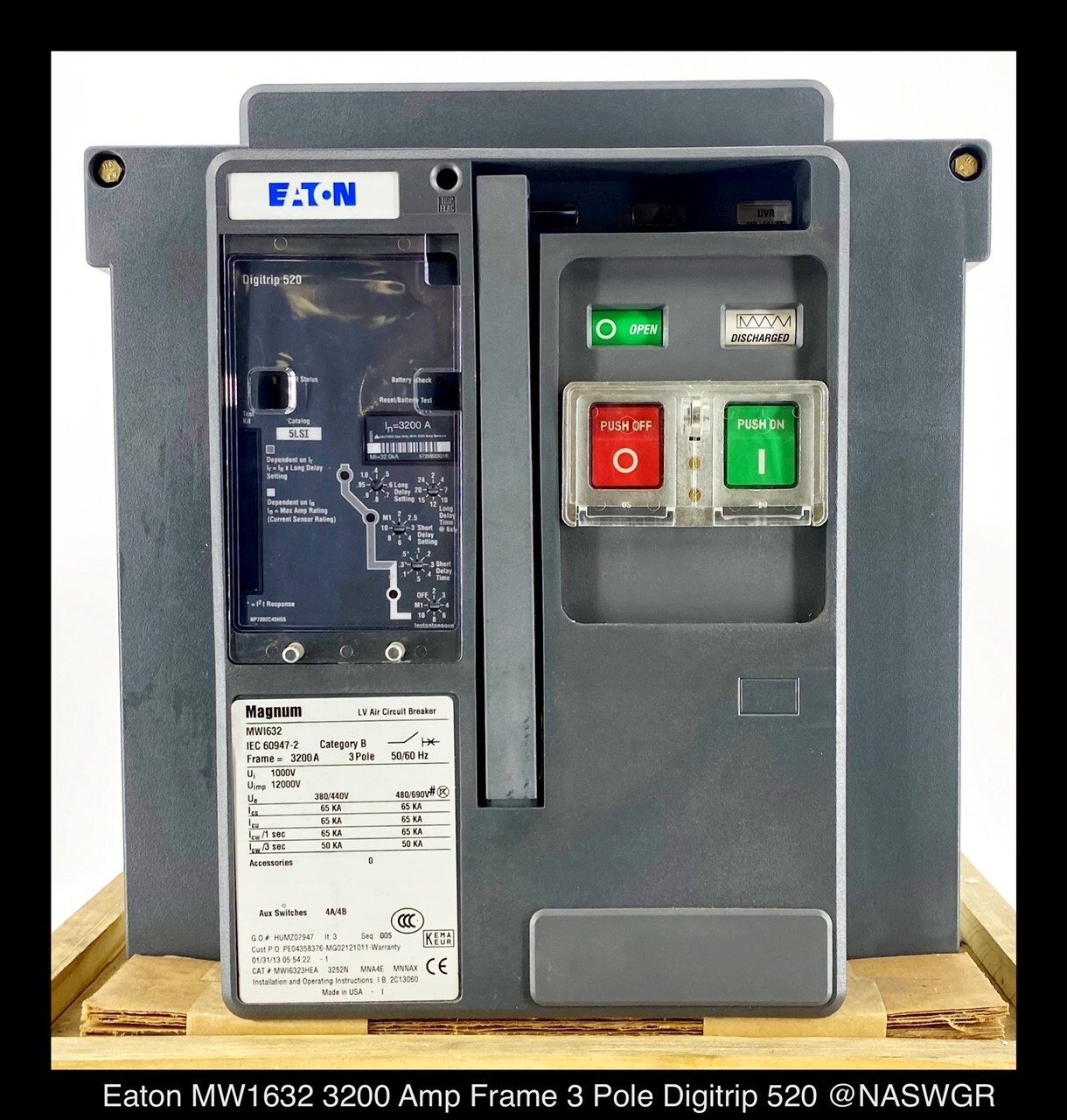 Eaton Magnum IEC MWI632 Breaker (M/O,B/I) – 3200 Amp – Unused/Warranty